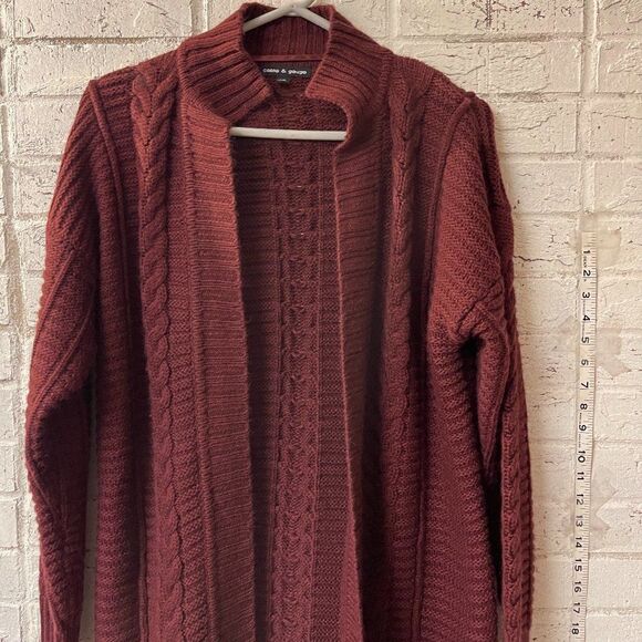 Cable & Gauge Cardigan Burgundy Large - Picture 1 of 9